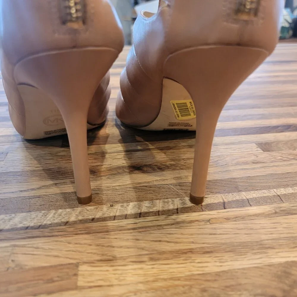 MICHAEL KORS MAVIS OPEN TOE DK KHAKI ZIPPER STRAPPY SANDAL WOMEN SHOES